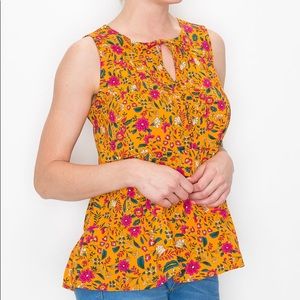 W5 Ladies Sleeveless Floral Top, Medium
